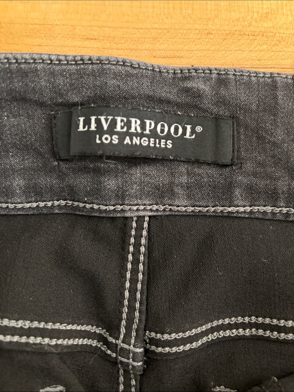 Liverpool Black Jeans with Light Gray Stitching
